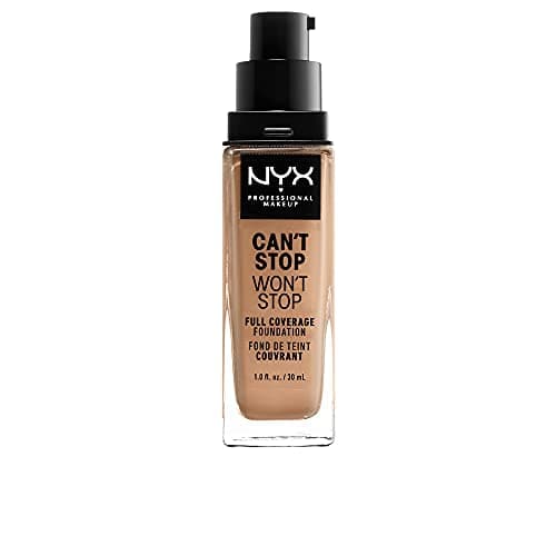 Image of NYX Professional Makeup 24 Hour Full Coverage Lightweight Foundation, Can't Stop Won't Stop, Long Lasting, Waterproof, Vegan Formula, Matte Finish, Shade: Neutral buff