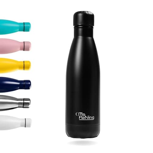 Image of Water Bottle Otto Koning 500ml - Stainless Steel Vacuum Insulated Flask - Keeps Cold 24h / Hot 12h - Leak Proof, BPA Free & Scratch Resistant Metal Drinks Bottle for Gym, Office & Travel