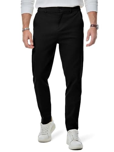 Image of JMIERR Mens Chinos Trousers Slim Fit Pants Casual Stretch Waist Tapered Trousers with Pockets,XL Black