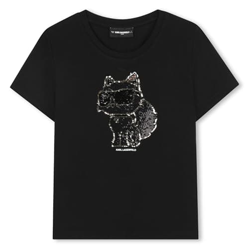 Image of KARL LAGERFELD Girl's Z30944 T-Shirt, Black, 6 Years