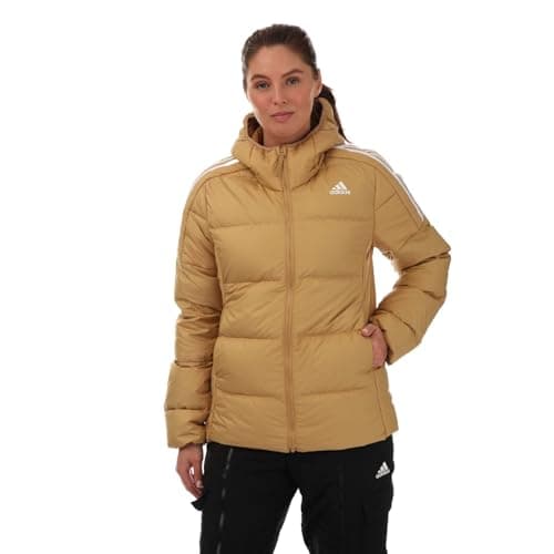 Image of adidas Women's Essentials Midweight Hooded Down Jacket, Golden Beige, XXL