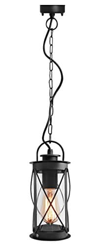 Image of Outdoor Hanging Lantern Light Black Metal Clear Cover with Chain and Fixings IP44 ZLC13