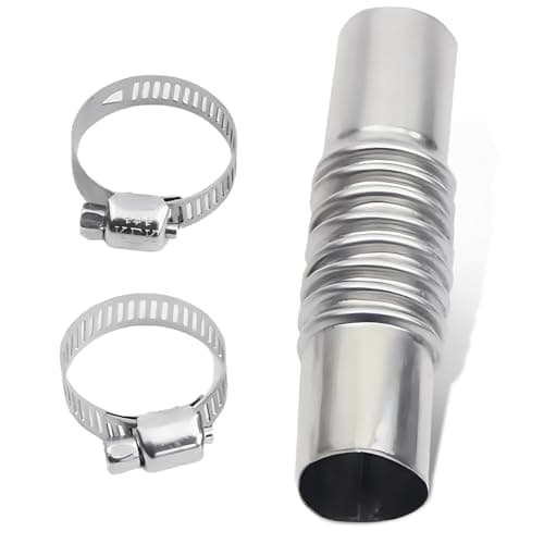 Image of MOXRUQ Diesel Heater Exhaust Pipe, 24mm Exhaust Pipe Connector with 2 Clamps, Stainless Steel Parking Air Heater Exhaust Pipe Tube Connector (Silver)