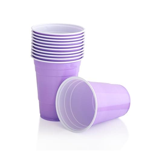 Image of Persy Party Reusable Beer Pong Cups for Party (25 Pack) - Colourful Easy Grip 16oz Plastic Cups - BPA-Free & Shatterproof Plastic Drinking Cups for Beer, Cocktail, Soda & Cold Drinks - Light Purple