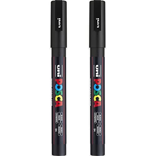 Image of Posca PC-3M Paint Marker Art Pens - 0.9-1.3mm Nib - Black Ink - Pack of 2
