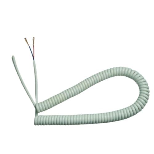Image of Coiled Power Cable Spiral Retractable Multi Core, Coiled 3-Core Telescopic Spring Wall Mounted Cable For Hair Dryer White 3m 1m 0.75mm²