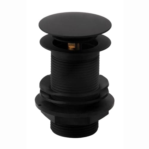 Image of ENKI, W11, Matte Black, Unslotted, Standard 1.1/4" Connection Pop Up Basin Waste Sink Plug, Click Clack, Allows Water to Drain Away, Durable Finish, Modern Bathroom Accessoires