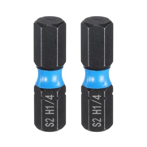 Image of sourcing map 2pcs H1/4 SAE Hex Screwdriver Bit 1/4" Hex Shank 25mm/1" Length S2 Steel Magnetic Hexagon Head Screw Driver Industrial Drill Bits