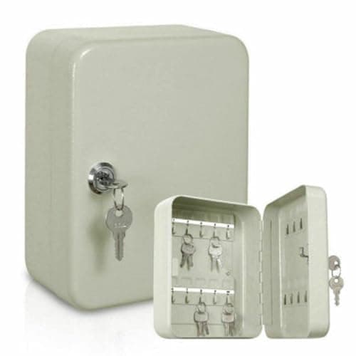 Image of Heavy-Duty 20-Key Wall Mounted Cabinet – Solid Steel Key Safe Box For Home, Office, And Outdoor Use – Secure Lockable Storage, 20cl Capacity, Sleek White Finish