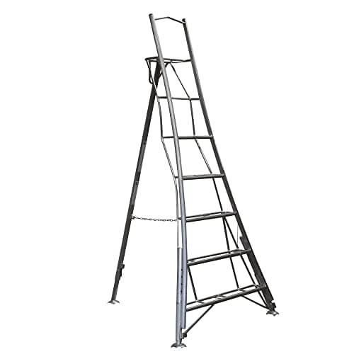 Image of Garden Master® 3 Leg Fully Adjustable Platform Tripod Ladder | Garden/Orchard Ladder | Auto Locking Clips | Claw Grip Feet | Free Rubber Feet | 150kg Load Capacity | EN131 Certified | 5 Steps | 2.4m
