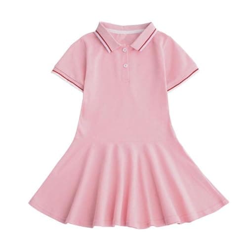 Image of duxyoz Kids Girls Athletic Polo Dress for Tennis Golf Breathable Pique with Pleated Hem Toddler Short Sleeve Summer Active Sports Dresses Solid Basic School Uniform Skater Twirly Dress 5-6 Years