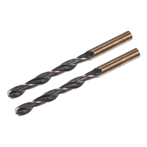 Image of sourcing map 2pcs Jobber Drill Bits 8.5mm (0.335") Black Nitride & Gold Titanium Coated M2 High Speed Steel (HSS) Twist Drill Bits for Stainless Steel Aluminum Alloy Metal