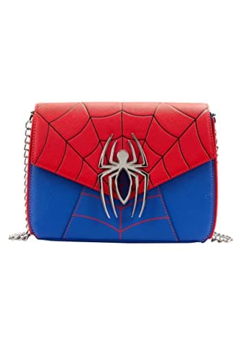 Image of Loungefly Marvel Spider Man Color-Block Shoulder Bag, Spider Man, One Size, Red Blue, One Size, Red Blue