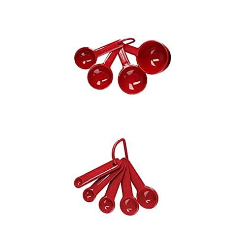 Image of KitchenAid Universal Measuring Cups Set, Empire Red + KitchenAid Universal Measuring Spoon Set, Durable and Easy to Clean, Empire Red, Set of 5