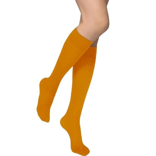 Image of Luvrionex Women's Knee High Socks Long Tall Sheer Stockings for Women Halloween Christmas, Orange, One size