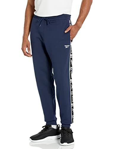 Image of Reebok Men's Standard Identity Joggers, Vector Navy/White Logo Tape, Small