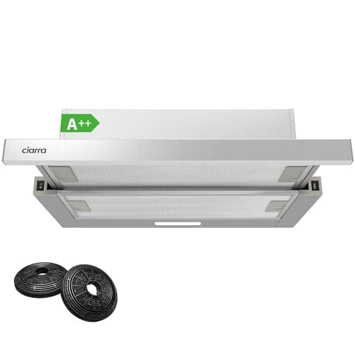 Image of CIARRA Telescopic Cooker Hood 60cm CBCS6906D 370m³/h Built-in Extractor Hood 600mm with LED Light 2 Speeds Integrated Kitchen Extractor Fan