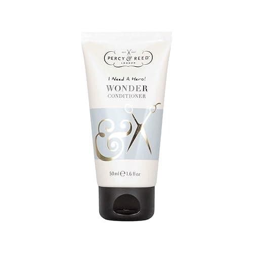 Image of Percy & Reed Conditioner 50ml, Hair Conditioner for Dry Strands, Moisturises, Rehydrates, Repairs Split Ends, UV Colour Care, Soothes Scalp, Dermatologically Tested, I Need A Hero Wonder Collection