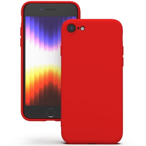 Image of YATWIN Silicone Case for iPhone SE 2020/2022, iPhone 8/7, Soft-Touch, Shockproof, DustProof, Antiskid Apple Phone Cover for iPhone SE 2nd 3rd Generation - Red