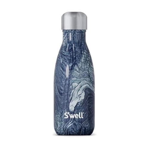Image of S'well Stainless Steel Water Bottle, 9oz, Azurite Marble, Triple Layered Vacuum Insulated Containers Keeps Drinks Cold for 24 Hours and Hot for 12, BPA Free, Perfect for On The Go