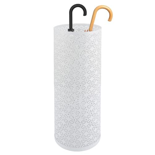Image of ASelected Metal Drum Umbrella Stand - Creative Free Standing Umbrella Holder Bin for Office, Restaurant, Family - 42X15X15Cm (White)