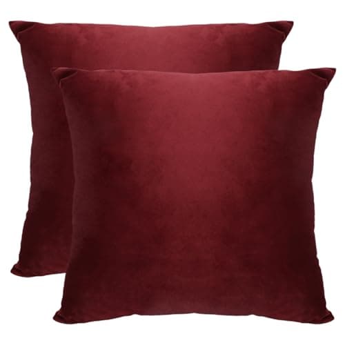 Image of Betadistor Red Velvet Cushion Covers Pack of 2, 45cm x 45cm Square Throw Pillow Case, Sofa Cushion Covers,Pillow Cases for Living Room, Sofa, Patio, Couch, Tent, Balcony, Wine red, 516-0336