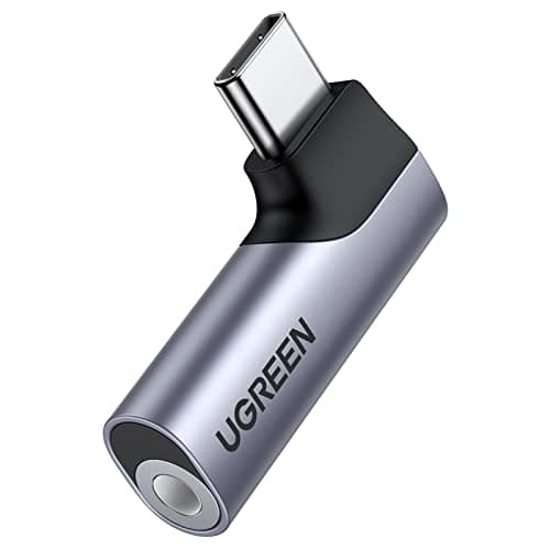 Image of UGREEN USB C to 3.5mm Audio Adapter Type C Aux Headphone Jack DAC Stereo Mic HiFi Right Angle Dongle Compatible with iPhone 17 16 15 Pro Max/16 15 Plus, iPad Pro, Galaxy S25 Ultra Pixel 9, Gray