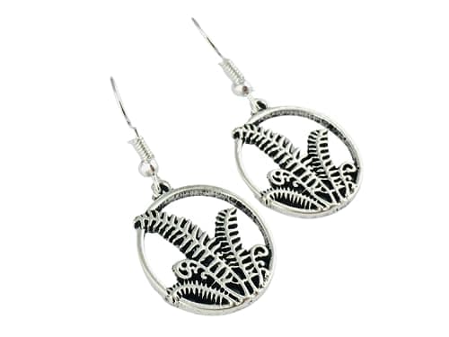 Image of Fern Earrings sterling silver or silver plated hooks, gothic jewellery autumn fall garden nature woodland gardener gift botanical