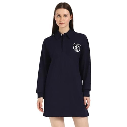 Image of Calvin Klein Women's Logo Crest Polo Mini Dress, Baritone Blue, M