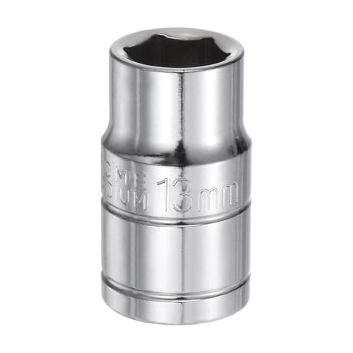 Image of sourcing map 6-Point Socket 1/2" Drive 13mm Metric 1.5" Length 45# Steel Shallow Sockets Mirror Polishing Chrome Sockets for Car Repair Mechanical Maintenance Home Use