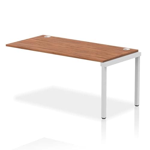 Image of Mr Office Impulse Single Row Bench Desk Extension Kit - 800mm deep, Silver Frame, Walnut, 1600