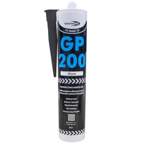 Image of Bond-It GP200 Contractors Grade LMA General Purpose Acetoxy Silicone Sealant With Fungicide Black, 275ml