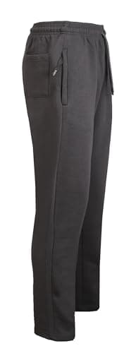 Image of JUST LOOK Mens Fleece Open Hem Bottoms Track Pants Trousers Casual Jogging Joggers with Zip Pockets (UK, Alpha, XXL, Regular, Regular, Dark Grey)