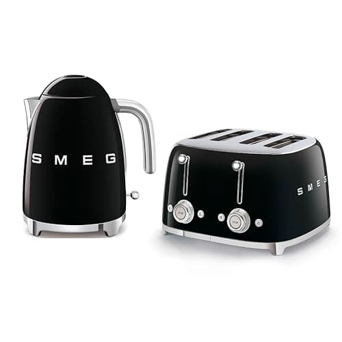 Image of Smeg EEJB265 50’s Style Retro Range Breakfast Set Kettle and Toaster, 1.7 liters, Black