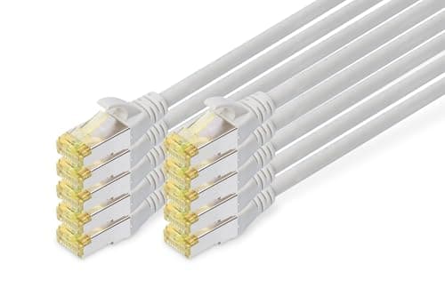 Image of DIGITUS LAN cable Cat 6A - 0.5m - 10 pieces - RJ45 network cable - S / FTP shielded - Compatible with Cat-6 & Cat-7 - gray