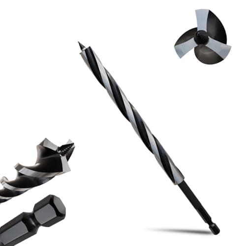 Image of METOTY 15mmx230mm Auger Drill Bit Extra Long Drill Bits，6.35mm Hex Shank for Wood with Quick Change - 3-Cutter Design with Dual-Flute for Fast Chip Removal, Fits Hardwood, Softwood, PVC, Drywall