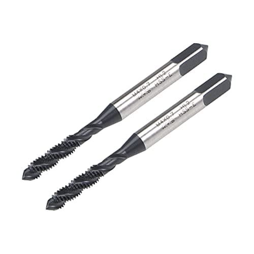 Image of sourcing map M4 x 0.7 Spiral Flute Thread Tap, Metric Machine Threading Tap HSS Nitriding Coated, Round Shank with Square End, H2 Tolerance, 2pcs