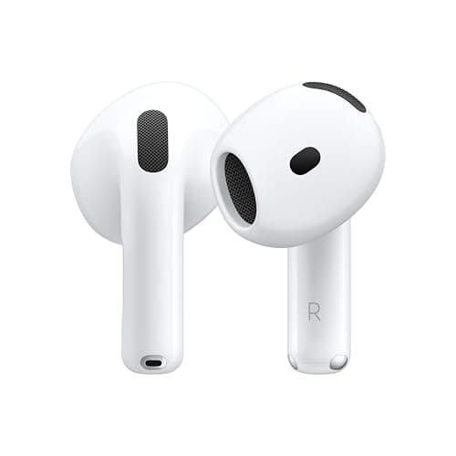 Image of Apple AirPods 4 Wireless Earbuds, Bluetooth Headphones, Personalised Spatial Audio, Sweat and Water Resistant, USB-C Charging Case, H2 Chip, Up to 24 Hours of Battery Life, Effortless Setup for iPhone