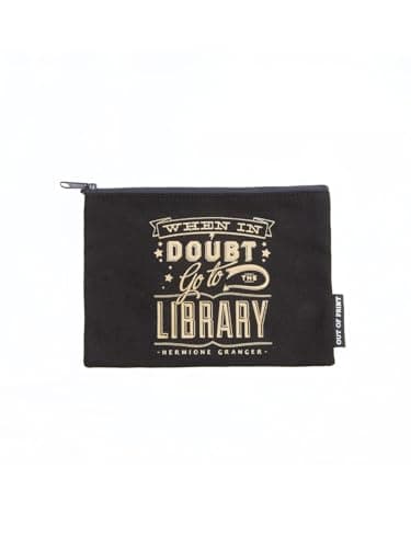 Image of When in Doubt, Go to the Library Zipper Pouch - Accessory For Book Lovers to Carry Pencils and More