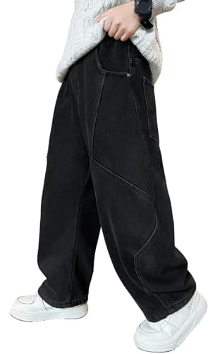 Image of SEAUR Boys Baggy Black Jeans Age 11-12 Years Y2K Skateboard Streetwear Kids Denim Pants