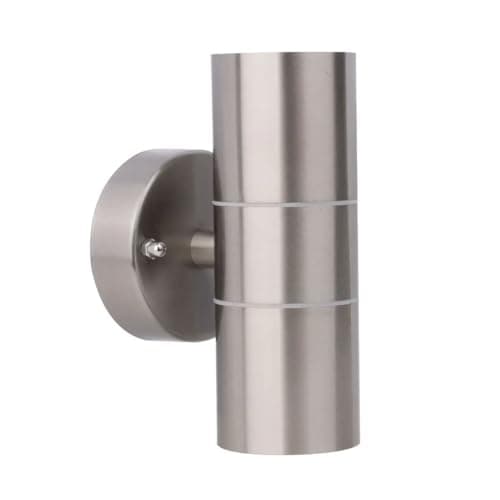 Image of Bright Source GU10 Outdoor Wall Light Fitting, Up Down, Silver Stainless Steel Construction, IP44 Rated, Modern Home Porch Light (1, Up/Down Wall Light)