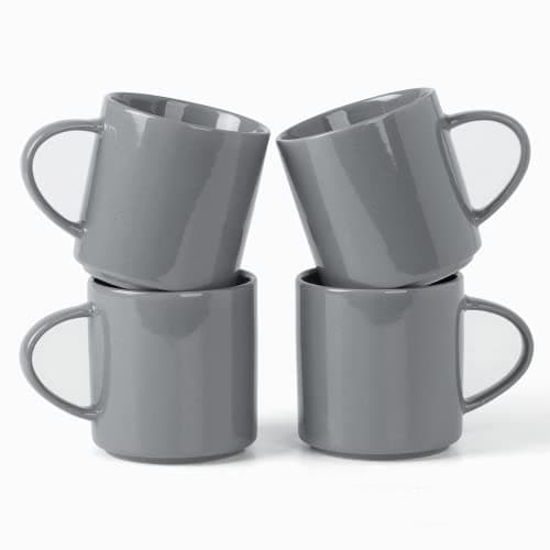 Image of Richmount Nebula Coffee Mugs Set of 4, 12oz/340ml Stoneware Tea Cups with Large Handle for Latte/Cappuccino/Milk/Cocoa/Tea, Microwave & Dishwasher Safe, Dark Grey