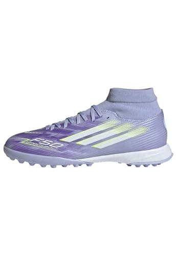 Image of adidas Women's F50 SPARKFUSION League W Mid Turf Football Boots, Violet Tone/Lucid Lemon/Purple Rush, 6 UK