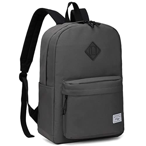 Image of Kasgo School Backpack, Lightweight Water Resistant Rucksack Classic Bags for Boys Girls Casual Daypacks for Men Women Teenager Large Capacity Travel Work Hiking Grey