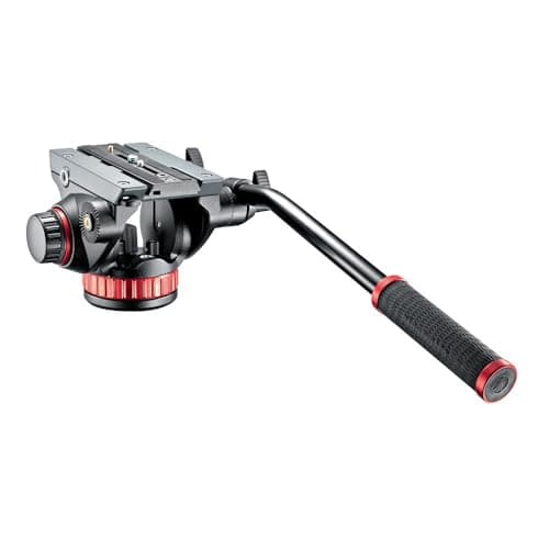 Image of Manfrotto MVH502AH Video Head with Flat Base and Fixed Lever, Video Head for Compact Video Cameras and DSLR Cameras, for Filming, Videography, Content Creation, Vlogging, Live Streaming, Black