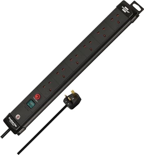 Image of Brennenstuhl Premium-Line 6-way Extension Lead (Power Strip with Safety Fuse Button, 3m cable, Made in Germany) black