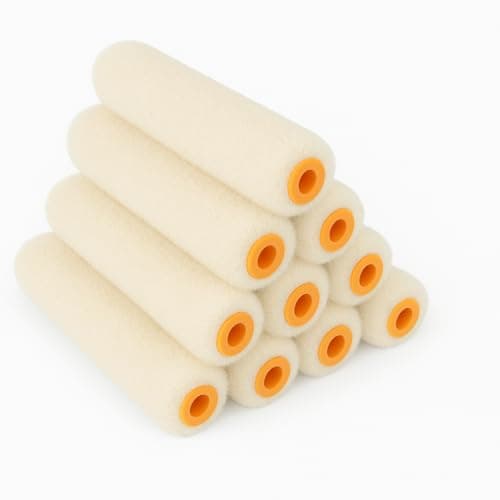 Image of TIJAR Pack of 10 High Performance Mohair 4" (100mm) Decorating & Painting Mini Roller Sleeves Ideal for Varnish, Gloss, Satin finishes