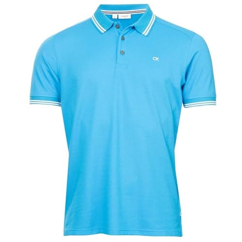 Image of Calvin Klein Mens Campus Tipped Lightweight Polo Shirt - Blue - L
