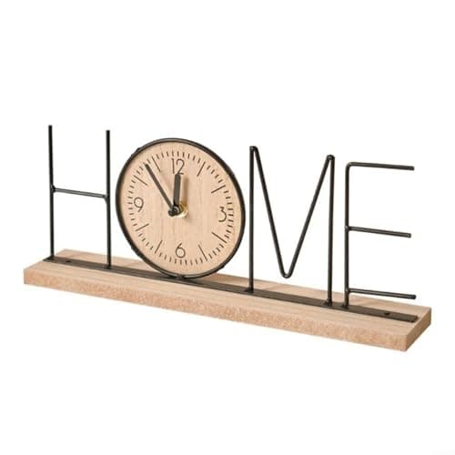 Image of Crabop Wooden Decorative Desk Clock with Retro Digital Display and Love Heart Figurine, Precision Quartz Movement for Home Office Shelf Decor(2#)