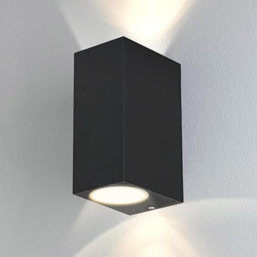 Image of Kerry Outdoor Wall Lights, Rectangle Up Down Wall Lighting, Waterproof IP44 Modern Black Aluminum Lamp, Gu10 Exterior Wall Sconce for Indoor, Porch, Patio, Garden, Corridor, Garage (No Bulb)